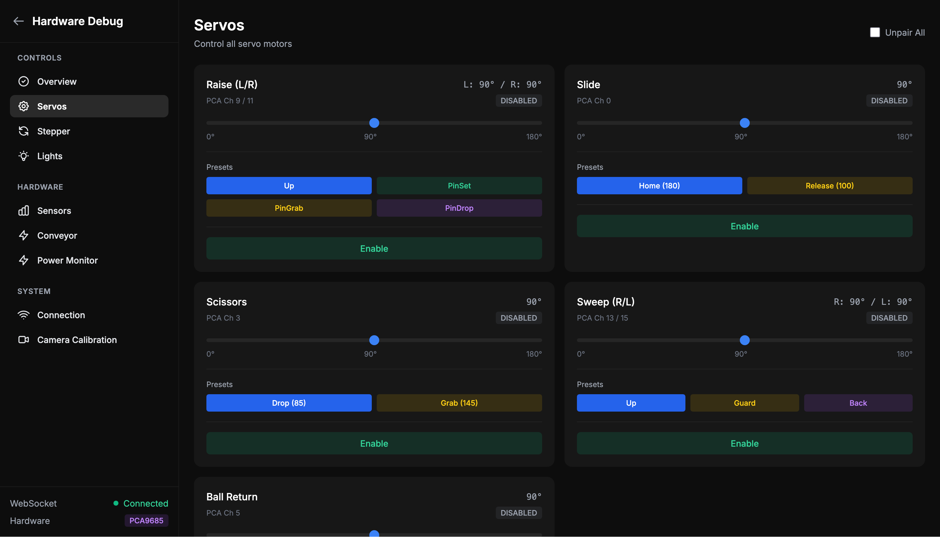 Hardware Debug - Servos